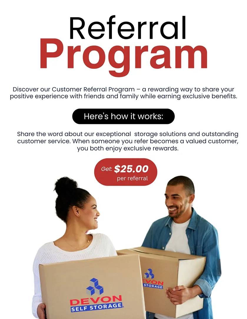 Large headline reads “Referral Program” with text explaining how it works.